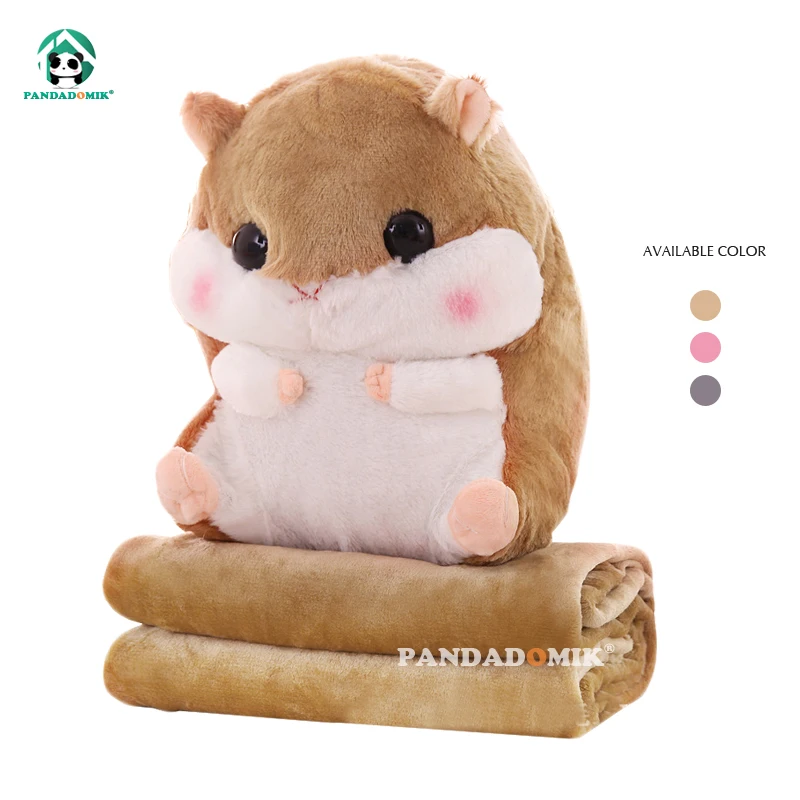 

Pandadomik Hamster Cartoon Plush Doll with Blanket Stuffed Soft Toys Multifunctional Hold Pillow Cushion Toy for Girls Gift