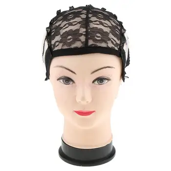 

Adjustable Strap Stretchable Lace Front Wig Cap Wigs Making Weave Cap Elastic Hair Mesh Snood for Women Long Hair Black