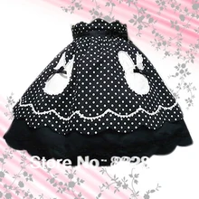 Черно-белые точки Лолита юбка из хлопка