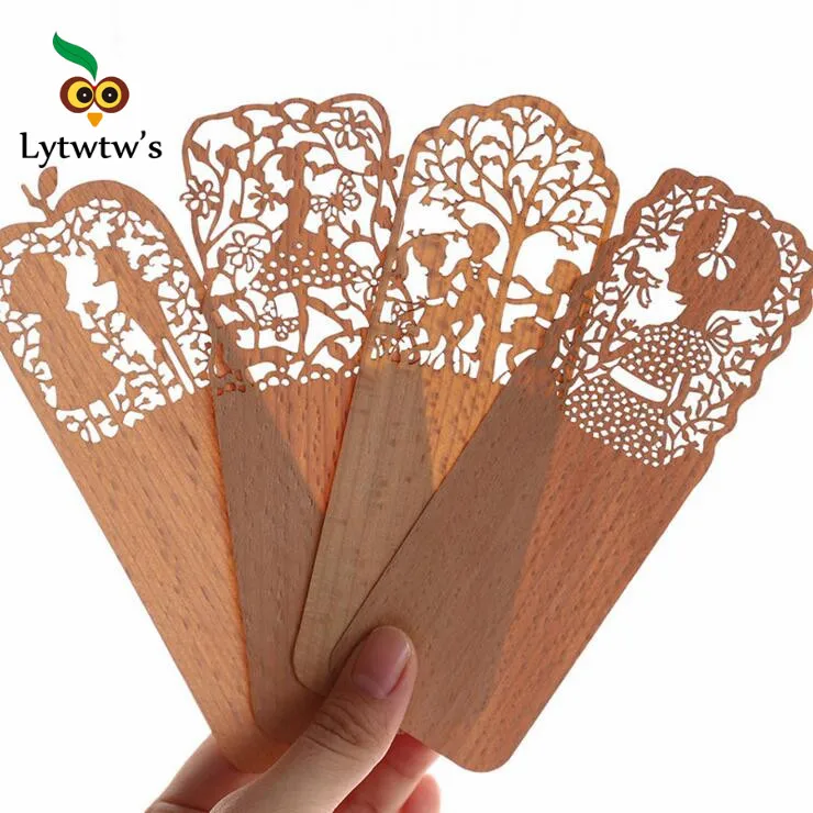 1 Piece Lytwtw's Classic Marcador Wooden Hollow Material Bookmarks for