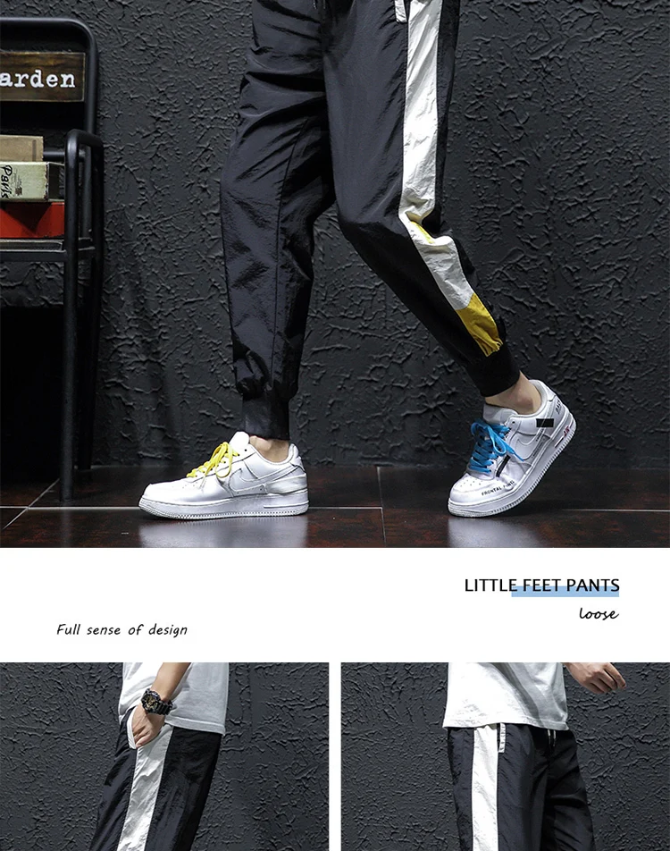 2019 летние спортивные брюки мужские корейские трендовые повседневные свободные ледяные Шелковые Тонкие брендовые Черные Серые в китайском
