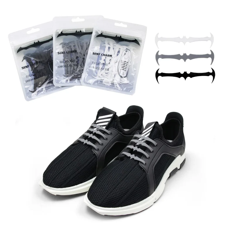 New 1 Set 16 Roots Adult Children Fashion Not Tie Laces Sports Lace Bat Shape Men Metal Lock Lacing Elastic Without Necktie Lace