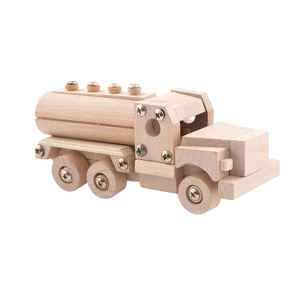 DIY Crafts Wooden Truck Model Assemle Wood Crafts Kits Nice Gifts for Chilren Small Home Decoration Car Ornaments Trend DIY Toy