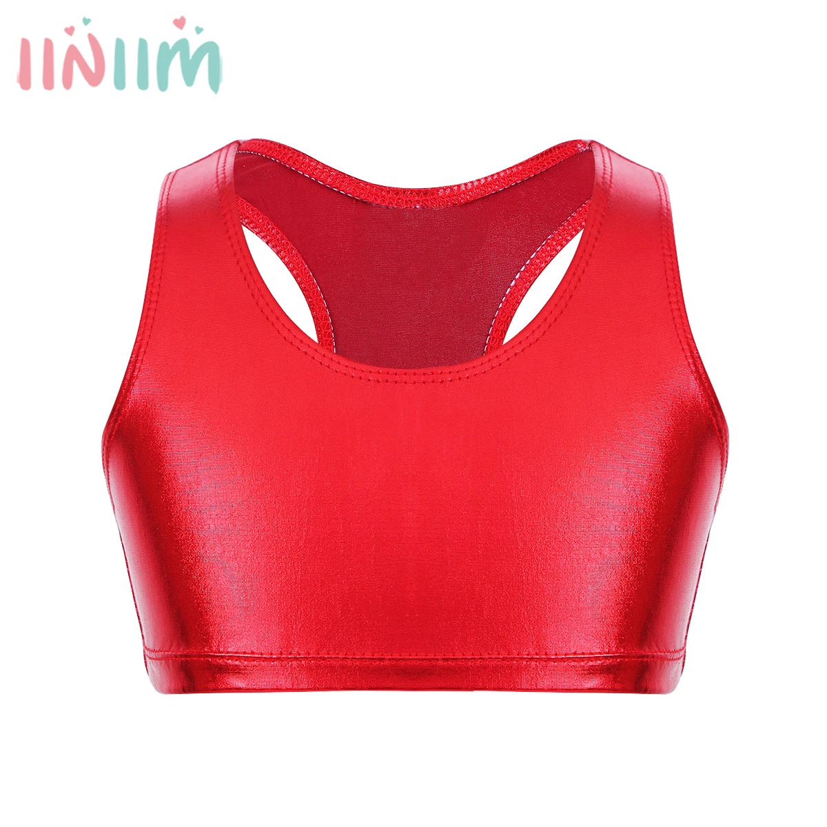 

Baby Girls Clothing Costume Shiny Metallic Sleeveless T-Shirts Racer Back Crop Top for Ballet Dance Tops Tutu Ballerina Swimsuit