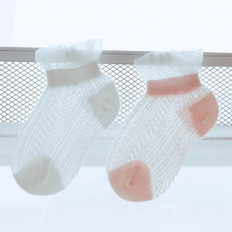 COOTELILI 2pairsLot Summer Baby Girls Socks Hollowed-Out Lace Toddler Socks Baby Girls Accessories 0-3y Baby Stuff For Newborns (1)