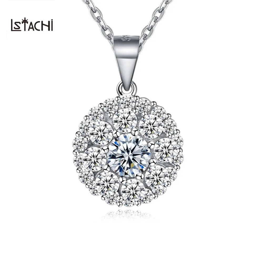 LSTACHi Pendants Necklace 925 Sterling Sliver Fashion Round Shape Zircon Charm S925 Jewelry | Украшения и аксессуары