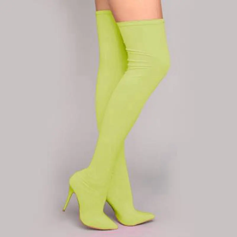 De En orange Estrecha Tacones Alta Caramelo Ins Green Primavera rose Y Anovishana Color Altas Punta Tirar Rodilla Del Red T Muslo Otoño Stretch Estilete Botas v6aw4wXqB