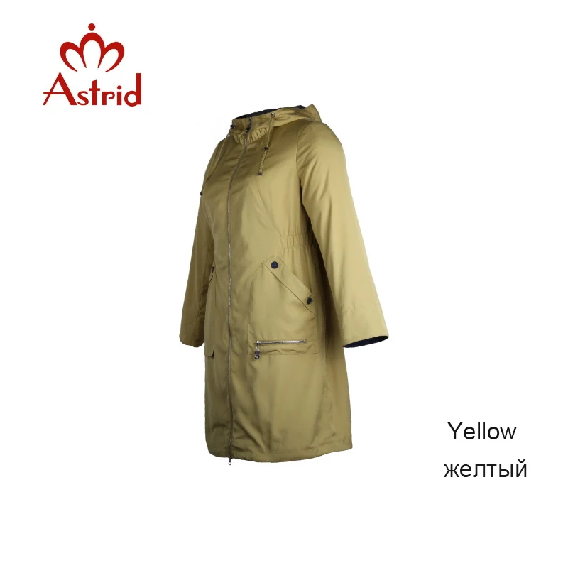 703 yellow Astrid Женский Тренч, весеннее длинное однотонное пальто с капюшоном, легкая Повседневная Женская ветровка, коллекция AS-1992 - Цвет: 703 yellow