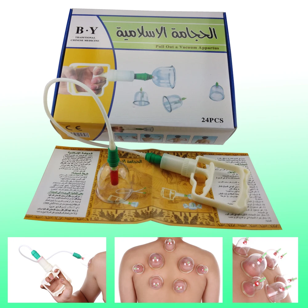 Hijama cups Arabic instruction Plastic Cupping set 24pcs vacuum