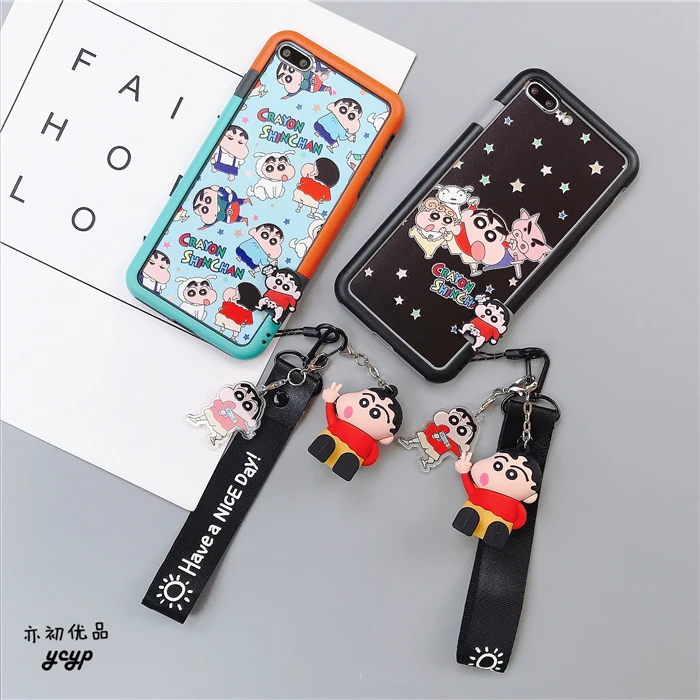 Crayon Shinchan для iPhone XSmax/XR 8 7 plus противоударный бампер и задняя Передняя закаленная стеклянная пленка для экрана для iPhone X 7 6s игрушка