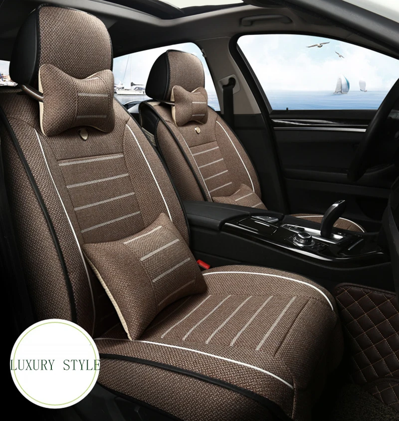 Linen Fabric Car Seat Cover Fit for auto skoda yeti opel insignia