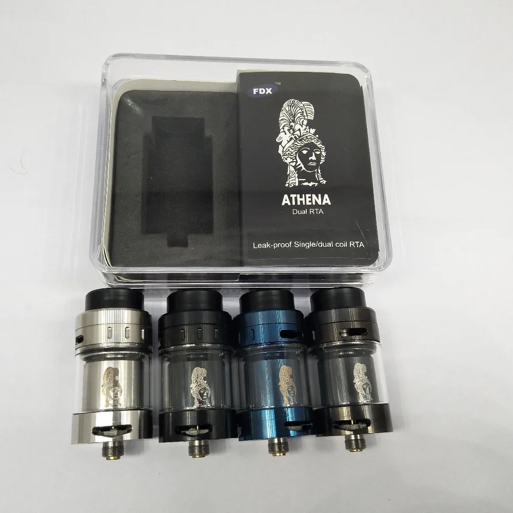 

Original Athena rta atomizer vape tank 25mm 510 thread 4ml Dual coil with Flashing light E Cigarette Box Mod Mechanical Mod