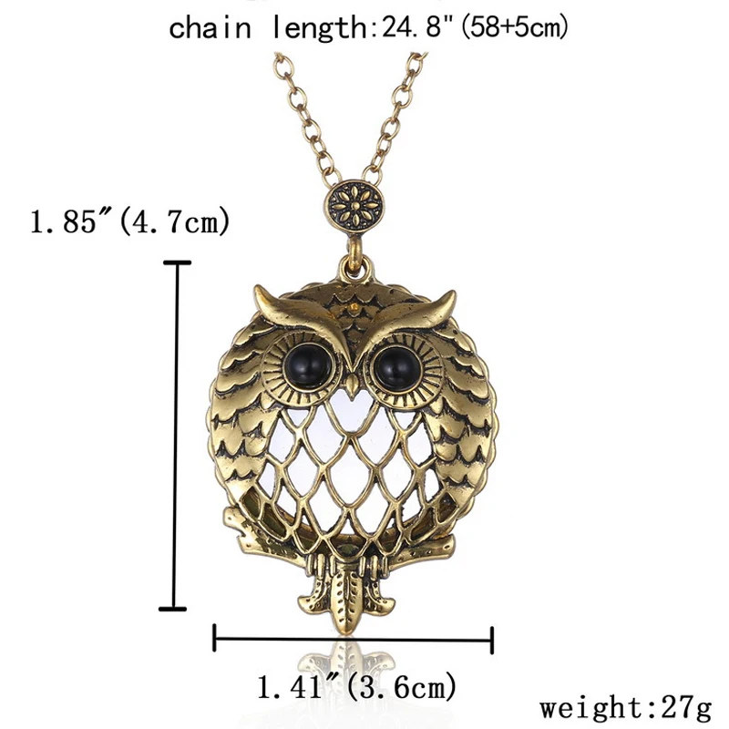 Retro Antique Statement Necklace Shellhard Crystal Cat Magnifying Glass Pendant Long Chain Necklace Fashion Jewelry For Women