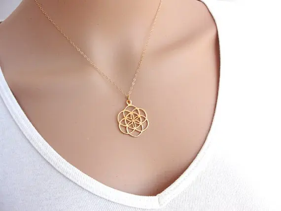 

Seed And Flower Of Life Yoga Jewelry Sacred Geometry Boho Jewelry Mandala Pendant Necklace for women