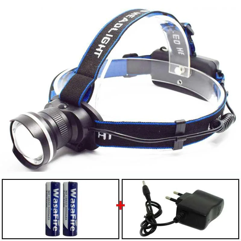 

XM-L T6 LED Headlamp Zoomable Headlight 3 Modes Head Light Lamp Forehead Lantern Torch With 18650 Battery + Charger For Camping