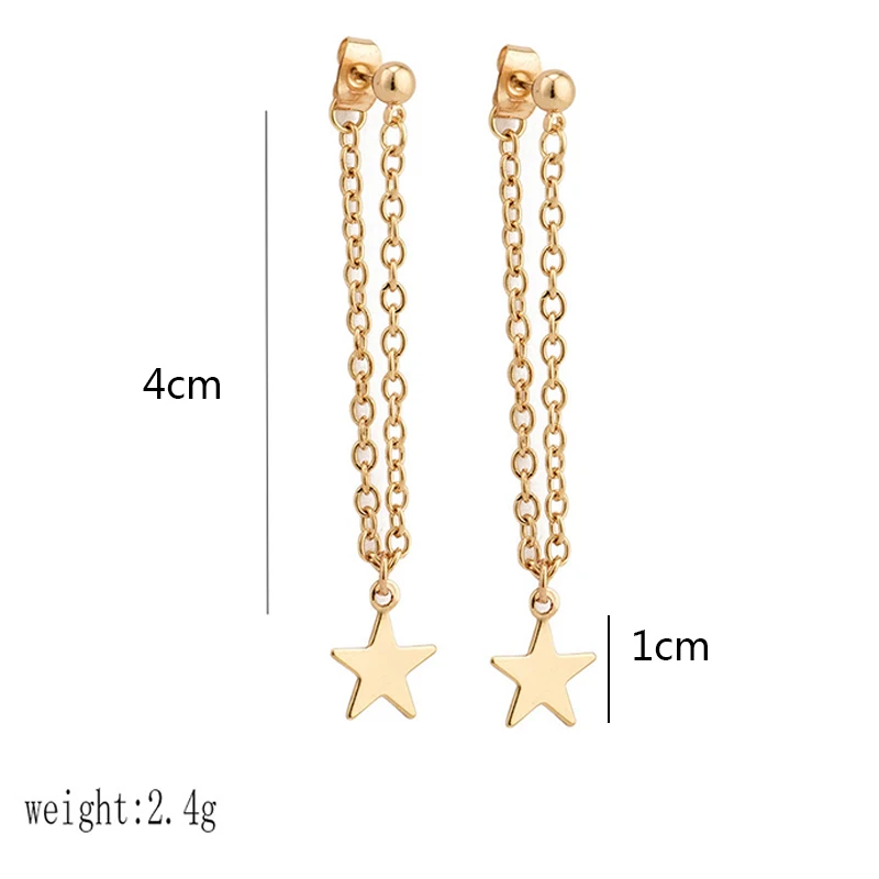 2 шт./компл. женские серьги Пуссеты Серьги простой звезда цепь Кулон золото