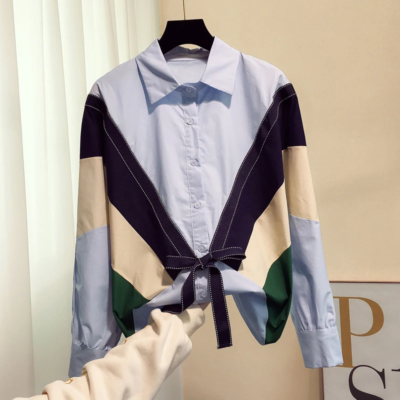 2019 الصيف جديد المرأة بلوزة و القمصان الأزياء تصميم ضمادة بأكمام طويلة القوس سيدة قمصان أبلى قمم