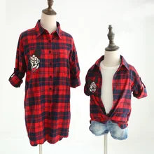 Mère et duagther chemise Famille Correspondant Tenues de bande dessinée plaid blouse shirt pour filles et maman belle famille match vêtements