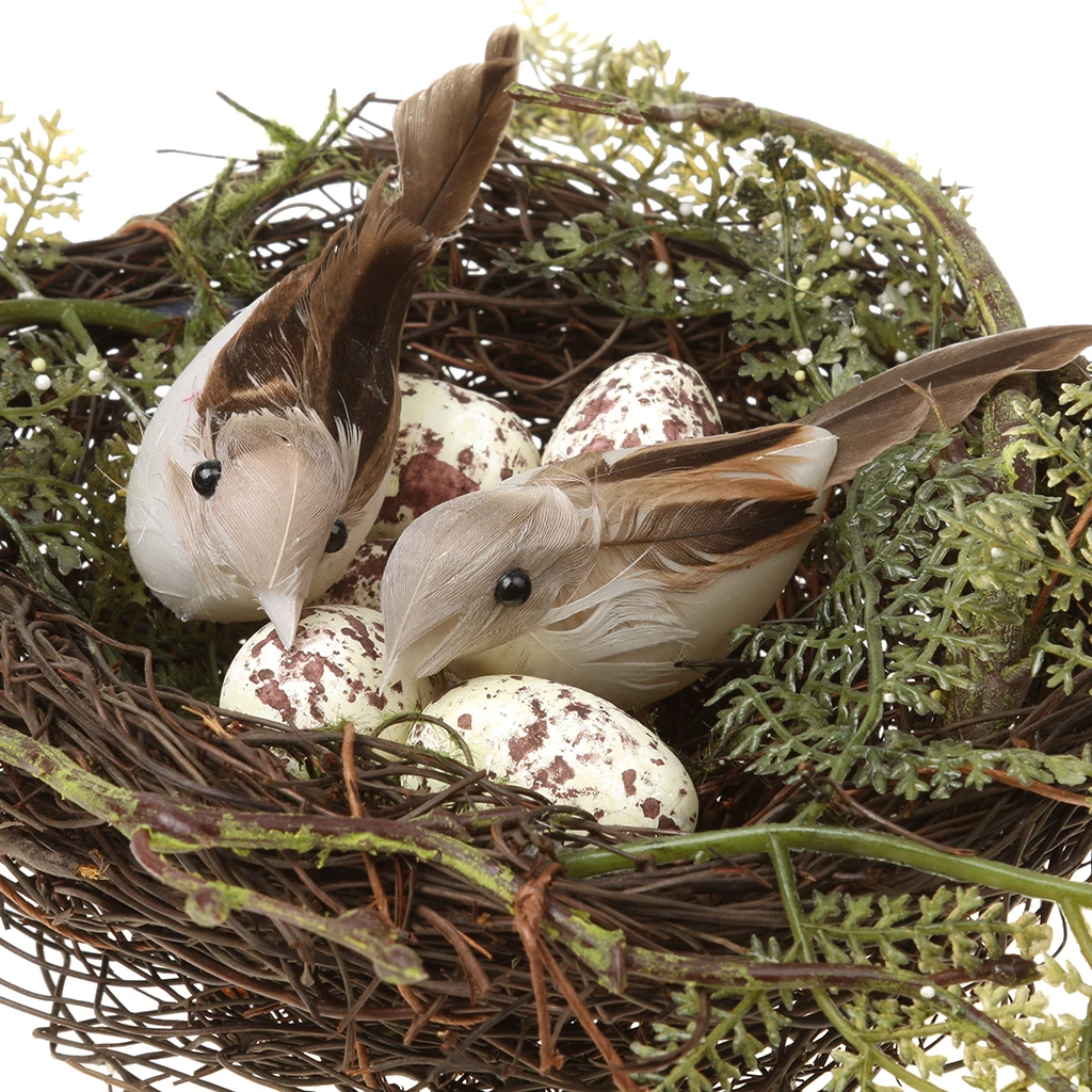 1 шт. Птичье гнездо, 2 шт. Искусственные Птицы и 5 шт. белые птичьи яйца Набор для украшения клеток дерево бонсай