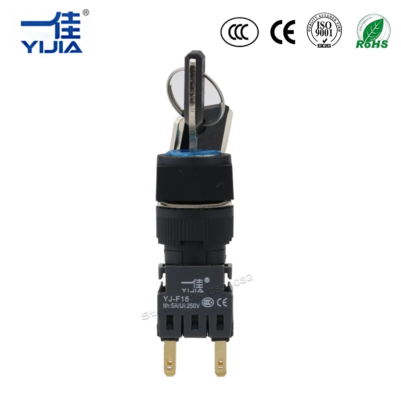 key lock 16mm selector Maintained square Push Button Switch Self 3 position 8 pin 2NO2NC F16F-22Y/31 Silver contact | Обустройство