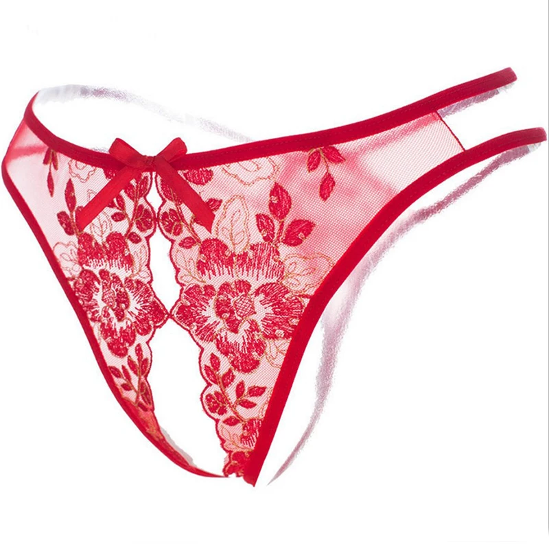 Sexy lace embroidery open ladies underwearin women's panties from