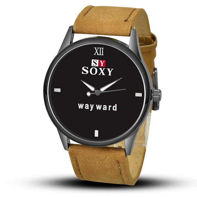 SOXY Fashion Way Ward Watches Popular Leather Band Sport Watch Men Watch Casual Mens Watches Hour