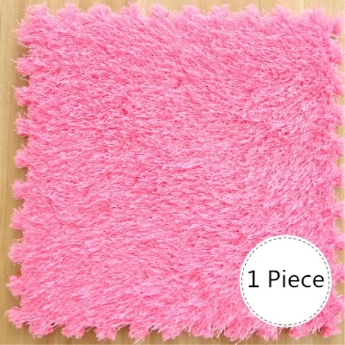 JU one piece 30x30 см EVA пена DIY коврик-пазл ворсинки с длинными волосами ворсистый ковер плюшевый мягкий коврик для детей детский игровой коврик - Цвет: Rose red