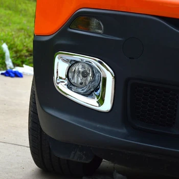 

For Jeep Renegade 2014 2015 2016 ABS Chrome Front Fog Light Lamp Frame Bezel Cover Trim Sticker Front Fog Light Protective 2pcs
