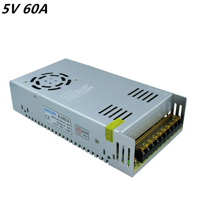 

LED Power Supply 5V 60A 300W LED Driver Power Supply Switching Strip 3528 5050 Lighting For Transformers Aluminum Non-Waterproof