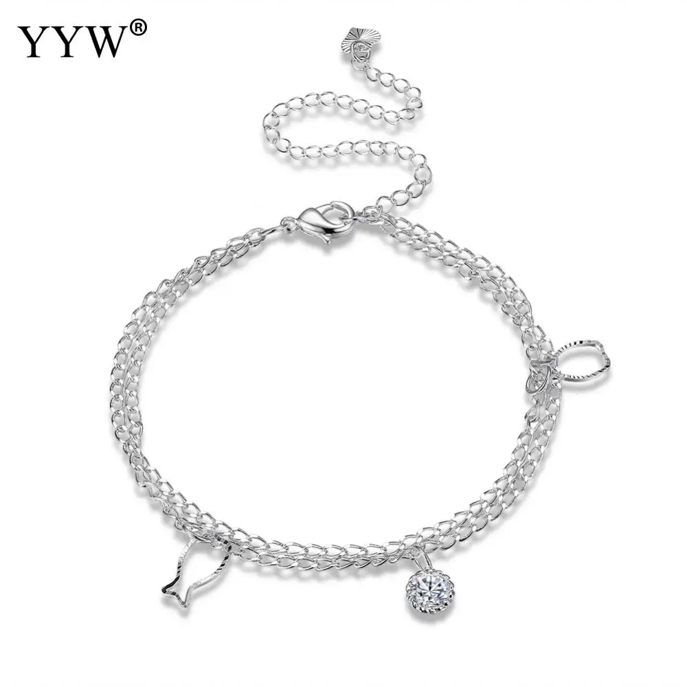 Fashion Girls Summer Anklet Silver Hollow Cute Fish Anklets Foot Chain