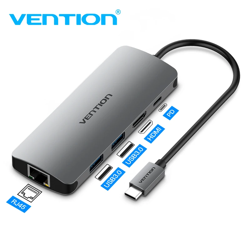 Vention Thunderbolt 3 Adapter USB Type C to USB 3.0 HUB HDMI RJ45 PD Converter for MacBook samsung S9 huawei p20 pro USB-C HUB