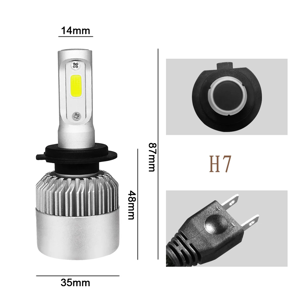 S2 светодиодные фары H7 H11 H1 H3 H13 9004 9007 9005 HB3 9006 HB4 9003 H4 HB2 светодиодный фар Лампа 12V 6000K 8000LM для автомобильных фар