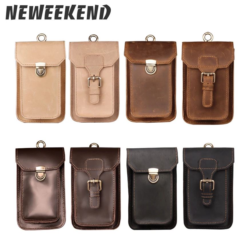 

2018 Genuine Leather Vintage Waist Packs Men Travel Fanny Pack Belt Loops Hip Bum Bag Waist Bag Mobile Phone Pouch YBF104