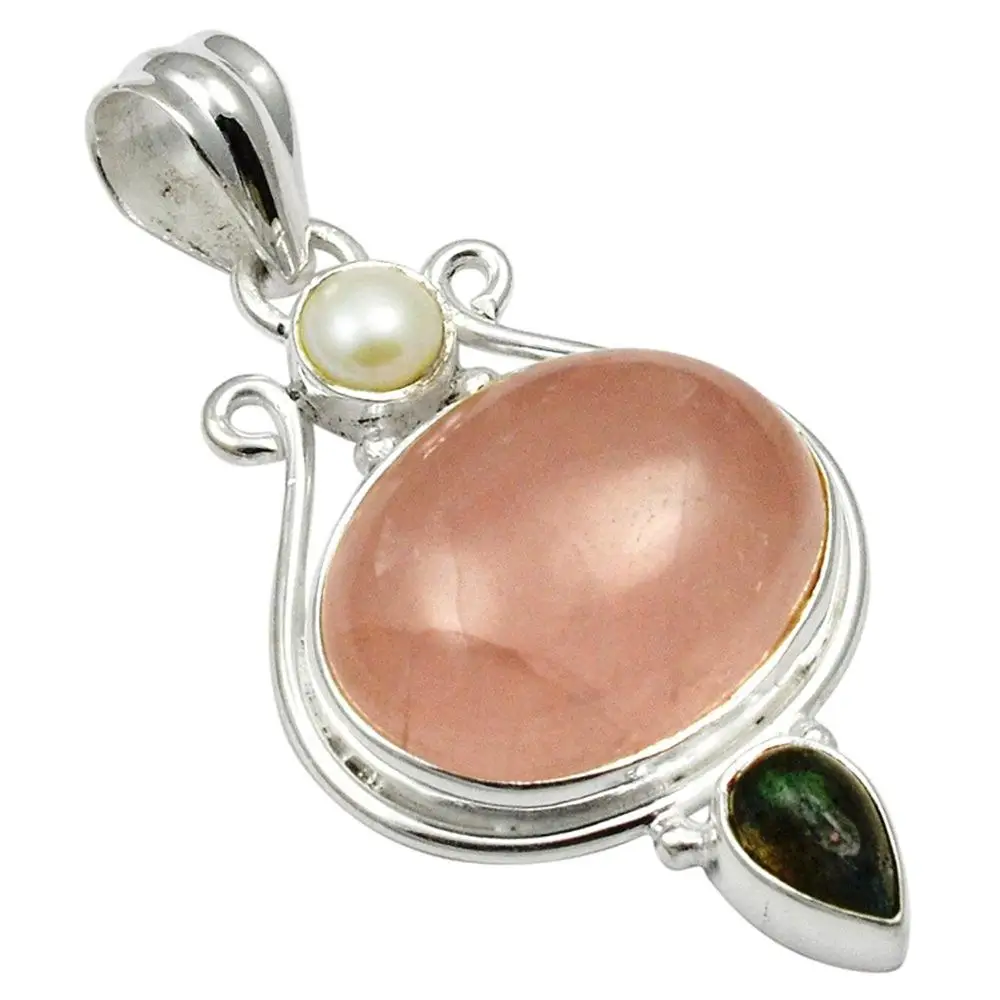 

Lovegem Genuine Rose Quartz + Pearl + Labradorite 925 Sterling Silver , 45.4 mm, AP4425