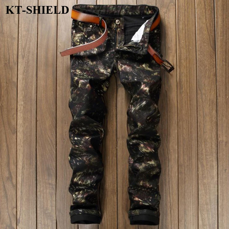 2017 New Men Jeans Brand Fashion Men s Black Camouflage Pants Army Casual Denim Pants Male
