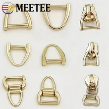 Meetee 20/50pcs D Ring Zipper Puller Metal Zipper Slider DIY Wallet Bag Ring Hang Buckles Luggage Hardware Accessories ZT011