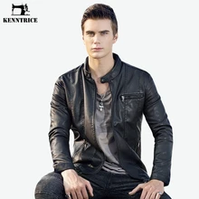 KENNTRICE бренд Повседневная красная винтажная приталенная Осенняя мужская куртка из искусственной кожи европейский стиль мужская одежда
