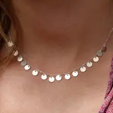 Золотое ожерелье знаменитостей с монеткой и кисточкой для женщин, маленькое круглое ожерелье с подвеской в виде диска, ювелирное изделие, цепочка, многослойное колье в мелкий горошек