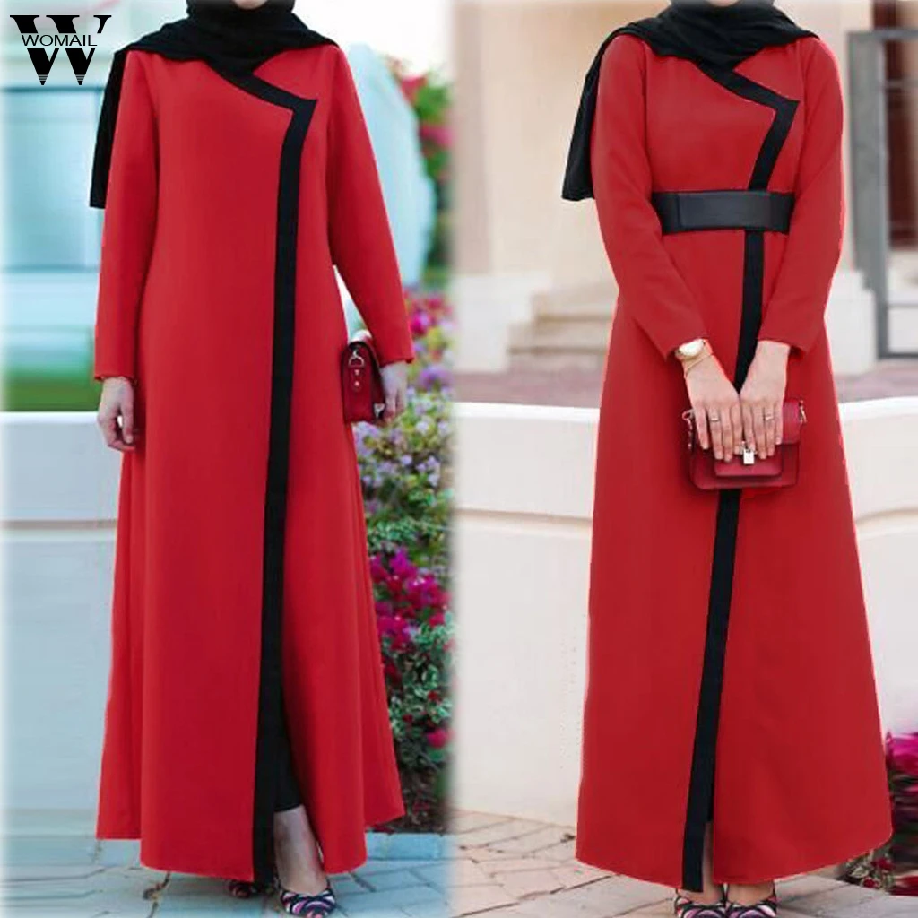 Womail Muslim Dress Women Open Kaftan Islamic Dress Long Sleeve Elegant Muslim...