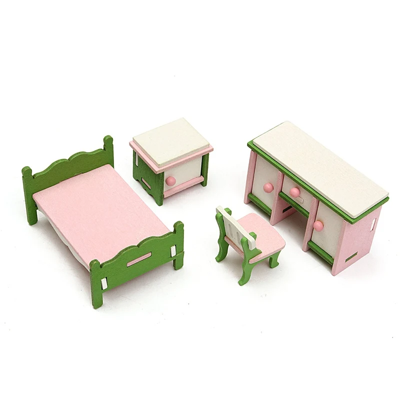 Горячая DIY ручной работы кукольный дом Миниатюрный спальня деревянная мебель набор подарки для детей ролевые игры игрушки