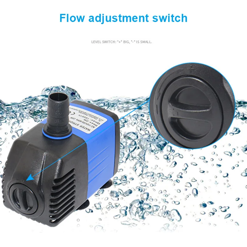

Ultra-Quiet Submersible Water Fountain Pump Filter Fish Pond Aquarium Water Pump Tank JA55