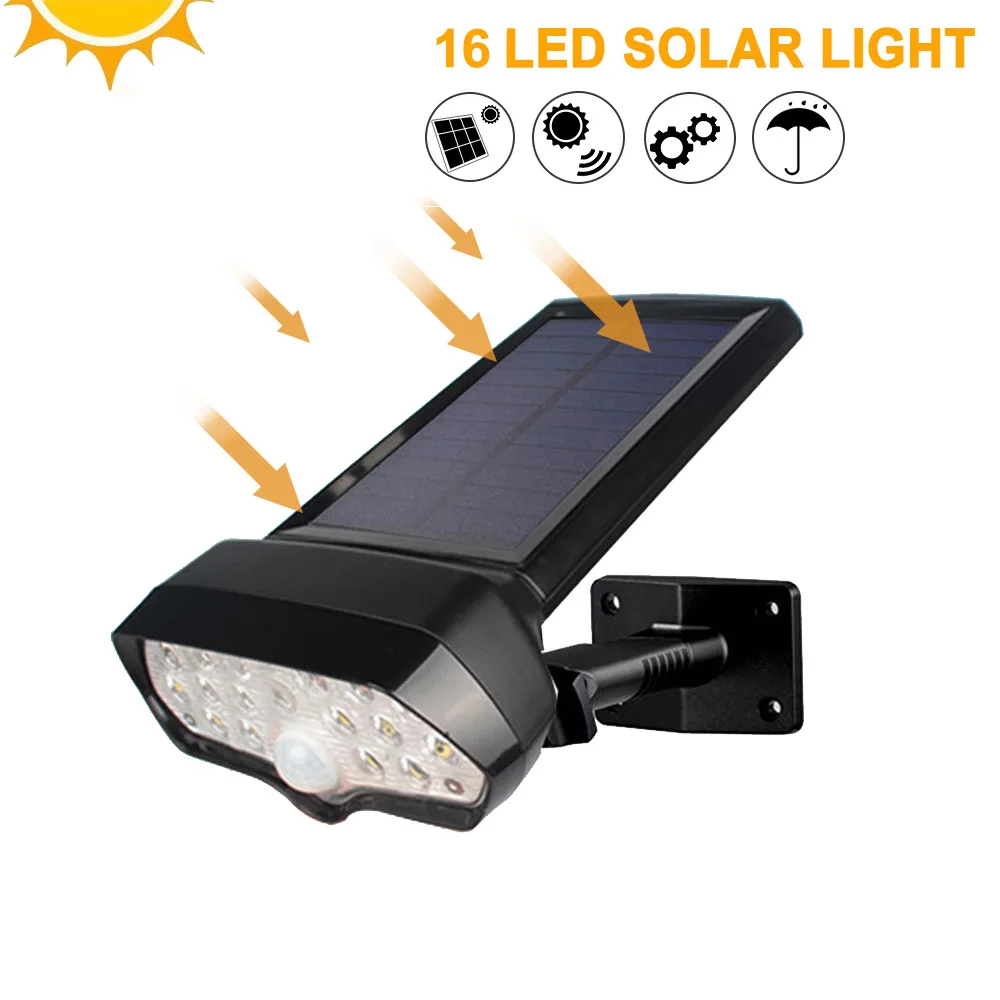 

16 LED Solar Garden Light Outdoor Wide Angle Motion Sensor Solar Wall Lamp Waterproof Safety For Courtyard Road Landscape