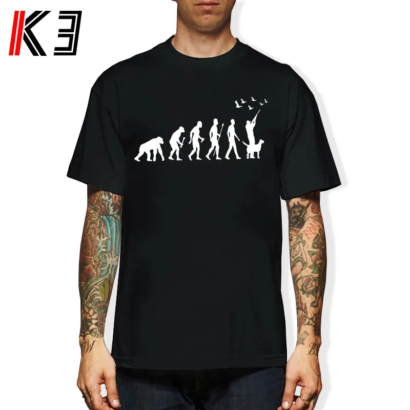 

K3 Summer Funny Hunt Evolution Hunter With Dog Duck T-shirt Men's Casual Cotton Printed T Shirt Short Sleeve Tees Tops
