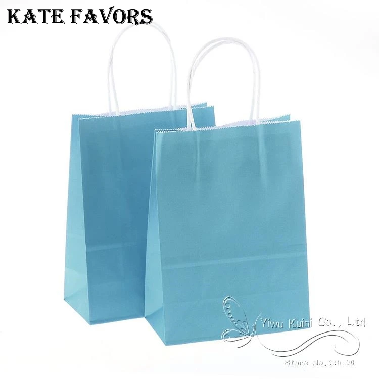 Light Blue Kraft Paper Bag With Handle/Festival Gift/Party Gift Paper