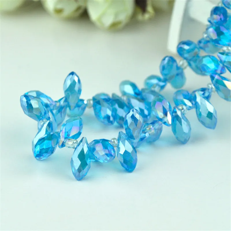 Wholesale 10Pcs larme goutte facette verre cristal Loose Spacer Beads