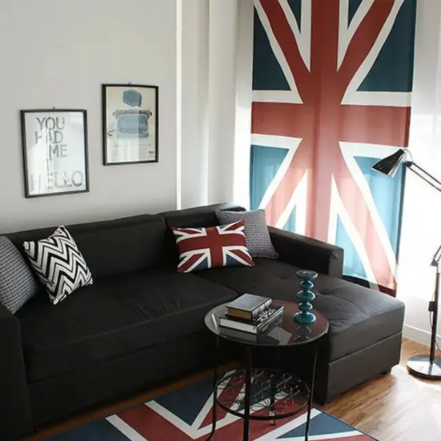 

Modern fashion British flag curtains for pub half blackout curtains for living room rideaux pour le salon
