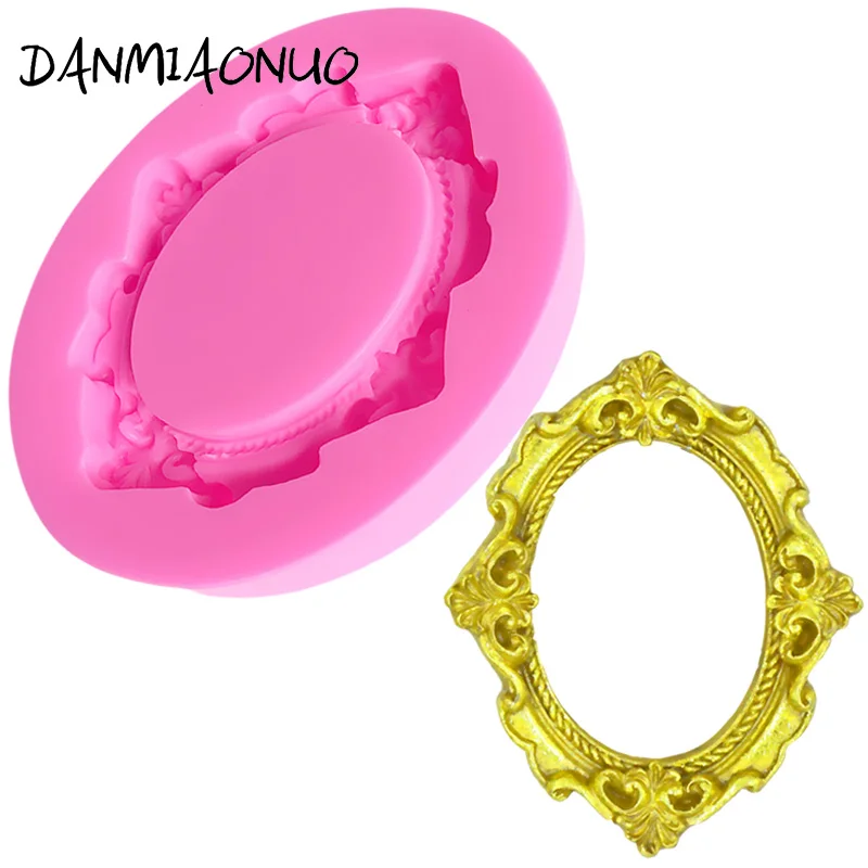 

Vintage Frame Silicone Mold Chocolate Cake Decoration Tool Kitchen Fondant 3D Mirror Frame Cupcake Mold Fondant Silicone Baking