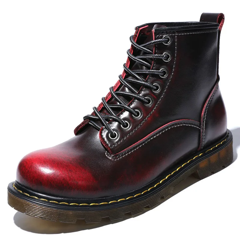 

High Quality Fashion Sneakers Genuine Leather Men Boots Shoes Autumn Thick Heel Male Casual Shoes Rubber Men Ankle Boots Outdoor
