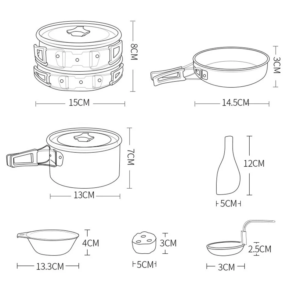 Походная посуда для походов, альпинизма, приготовления пищи, пикника, походная посуда, миска, кастрюля, набор, туристические кухонные инструменты, EG01