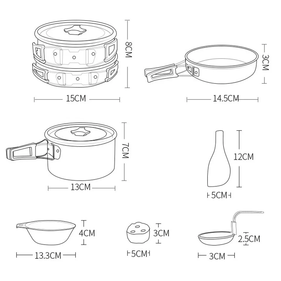Acampar al aire libre vajilla para Trekking Backpacking cocina Picnic al aire libre Cookware Bowl Pot Pan Set turísticos cocina EG01